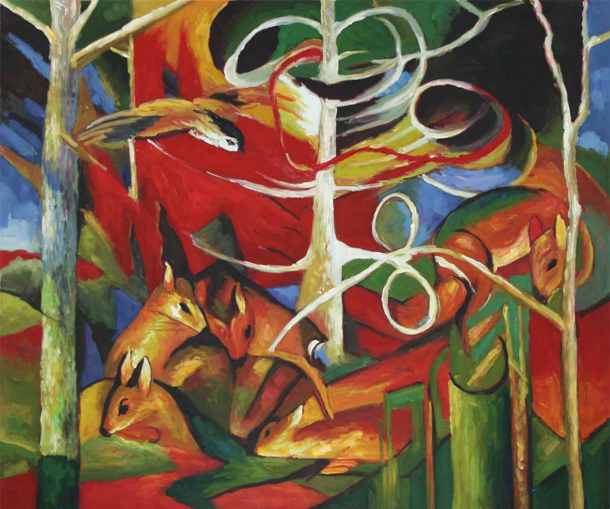 Deer in the Forest by Franz Marc